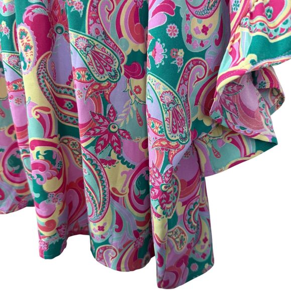 Emily Wonder Womens Paisly Dolman Sleeve Colorful Top Shirt V-Neck Blouse NWT 1X - Picture 8 of 16